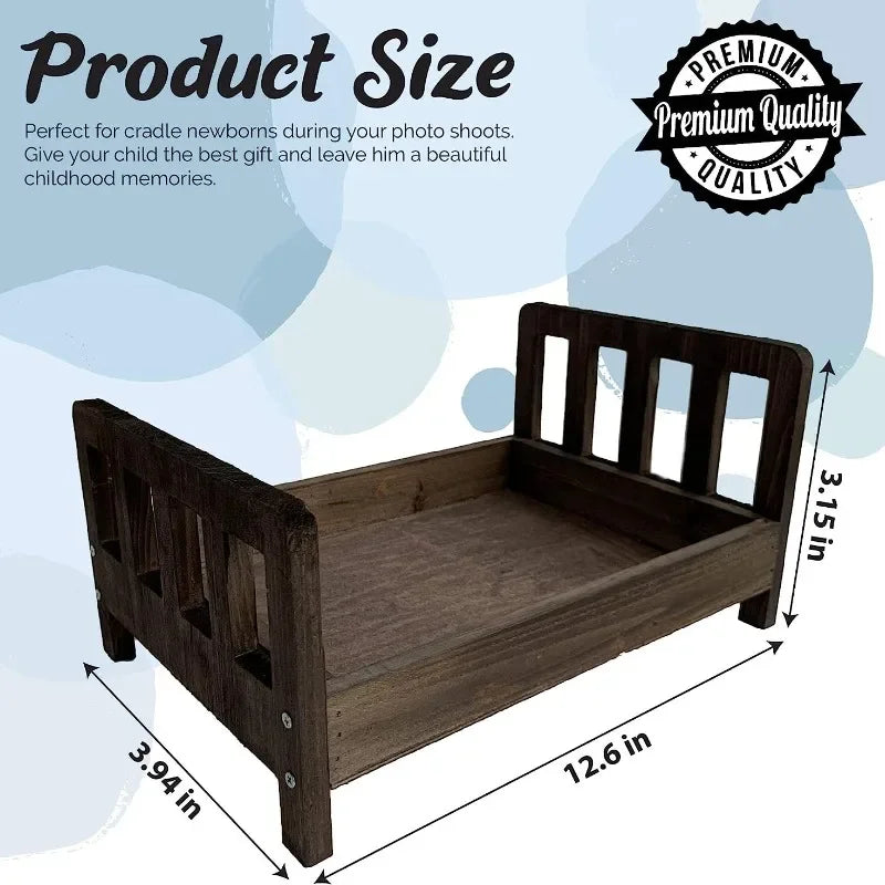 Newborn Photography Prop Wooden Mini Baby Bed – Studio Prop Photography Prop PLUSH