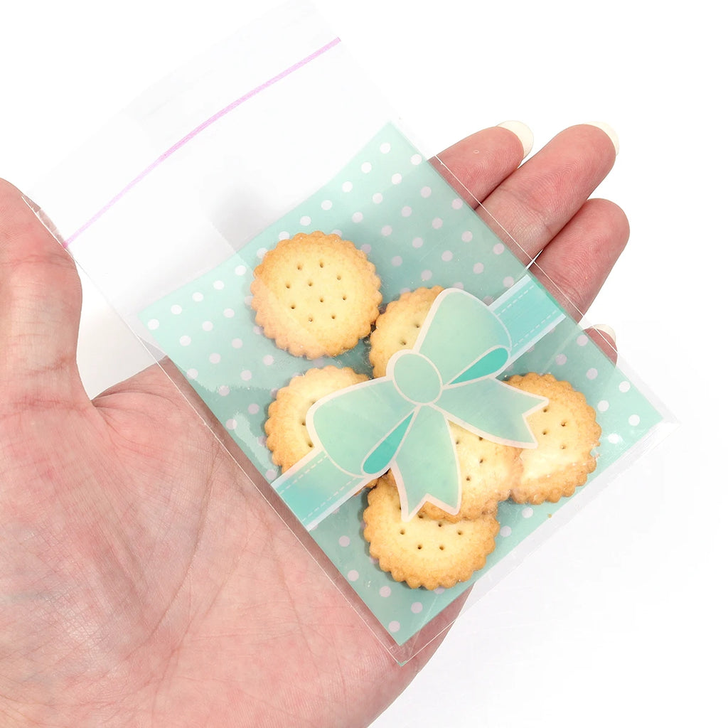 100-200pcs Self-Adhesive Polka Dot Bowknot Plastic Gift Bags Gift Packaging Bags PLUSH