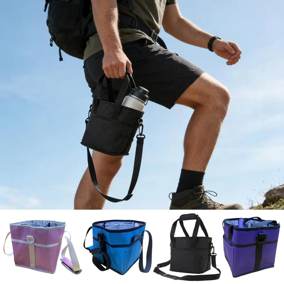 Insulated Water Bottle Carrier Bag with Shoulder Strap Water Bottle Carrier PLUSH