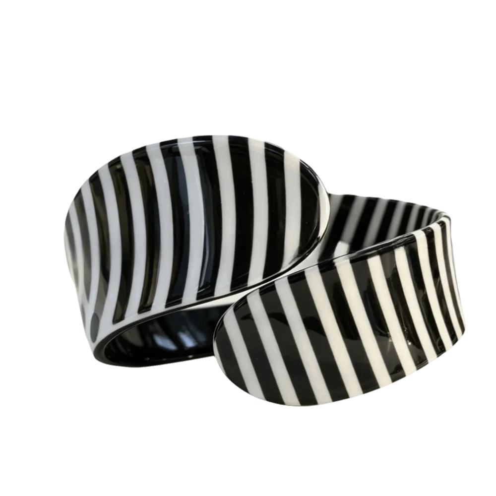 Black & White Polka Dot Acrylic Open Cuff Bangle Acrylic Cuff Bangle PLUSH F