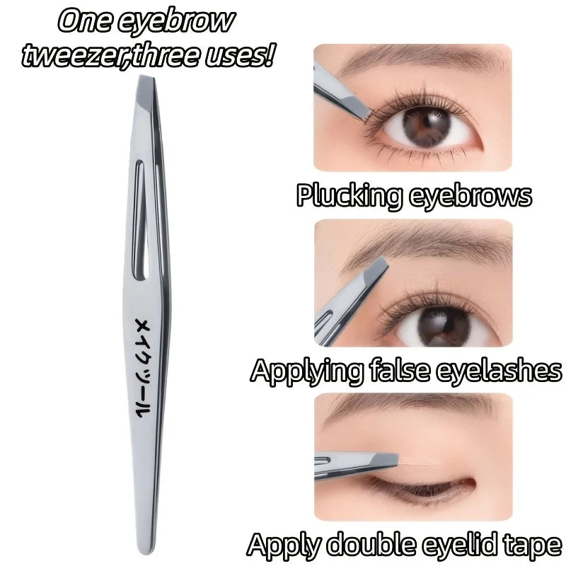 Stainless Steel Slant Tip Eyebrow Tweezers | Facial Grooming Eyebrow Tweezers PLUSH