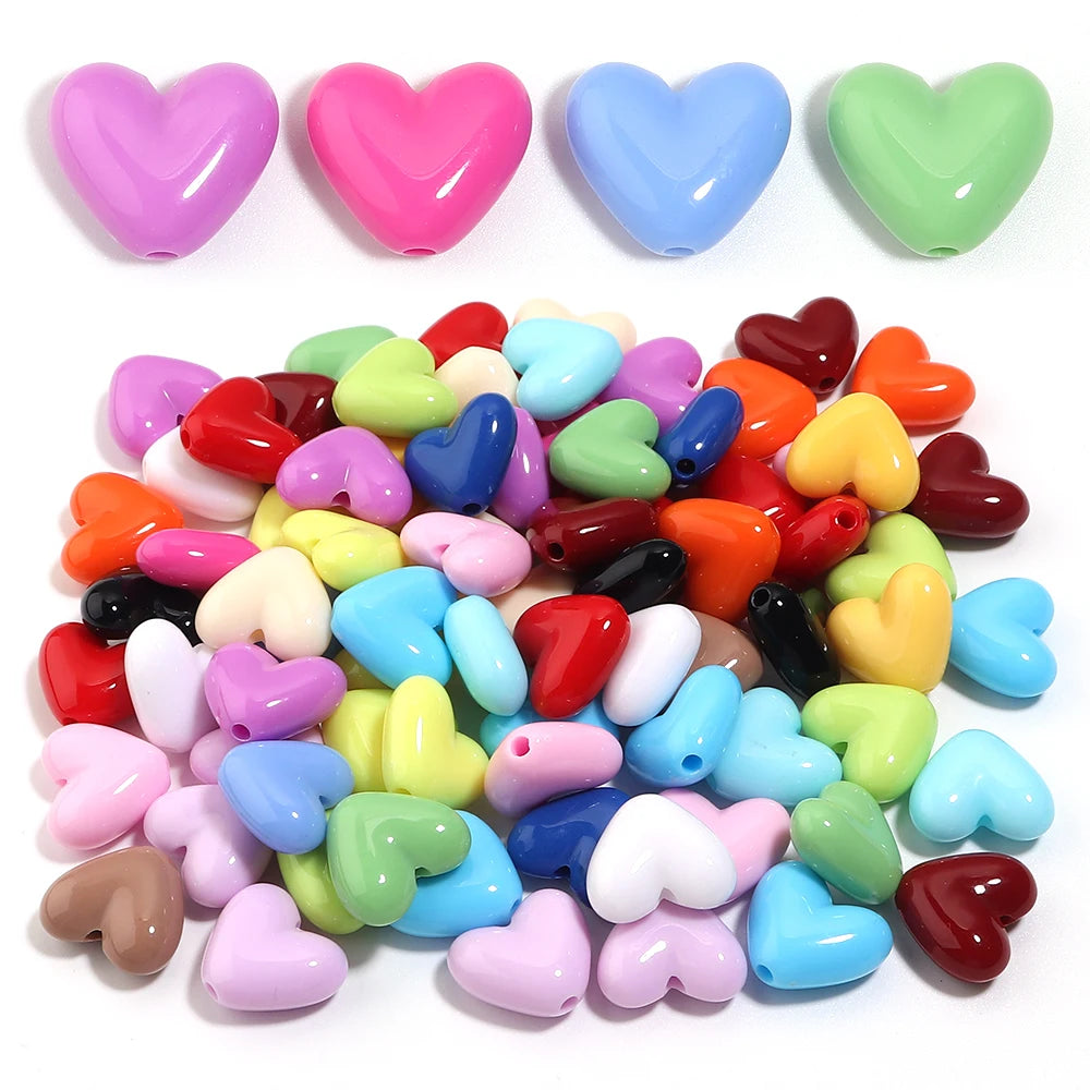 50pcs Y2K Heart Acrylic Spacer Beads – DIY Jewelry Making Acrylic Spacer Beads PLUSH