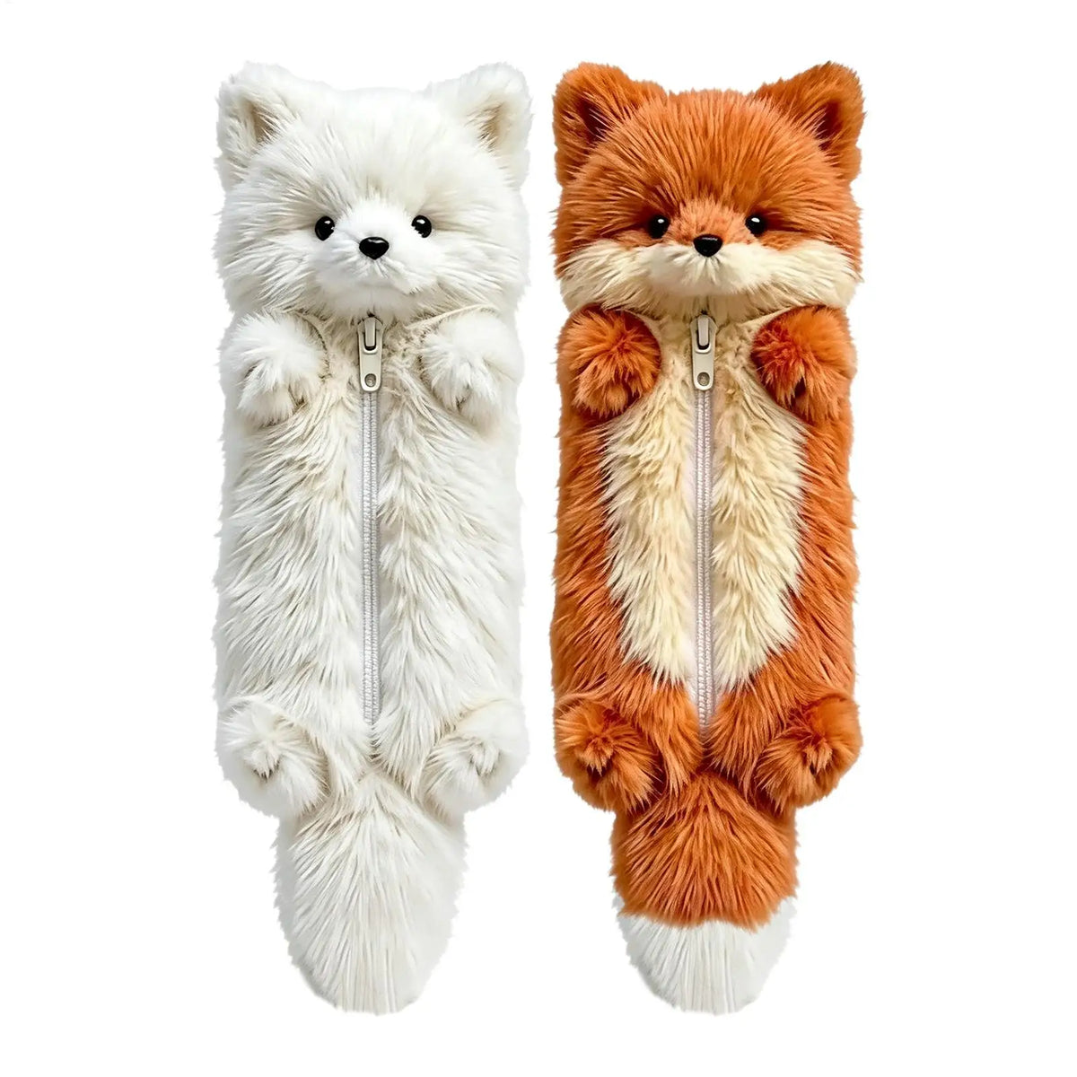 2-Pack Animal Plush Pencil Case Large Capacity Zipper Pouch Plush Pencil Case PLUSH