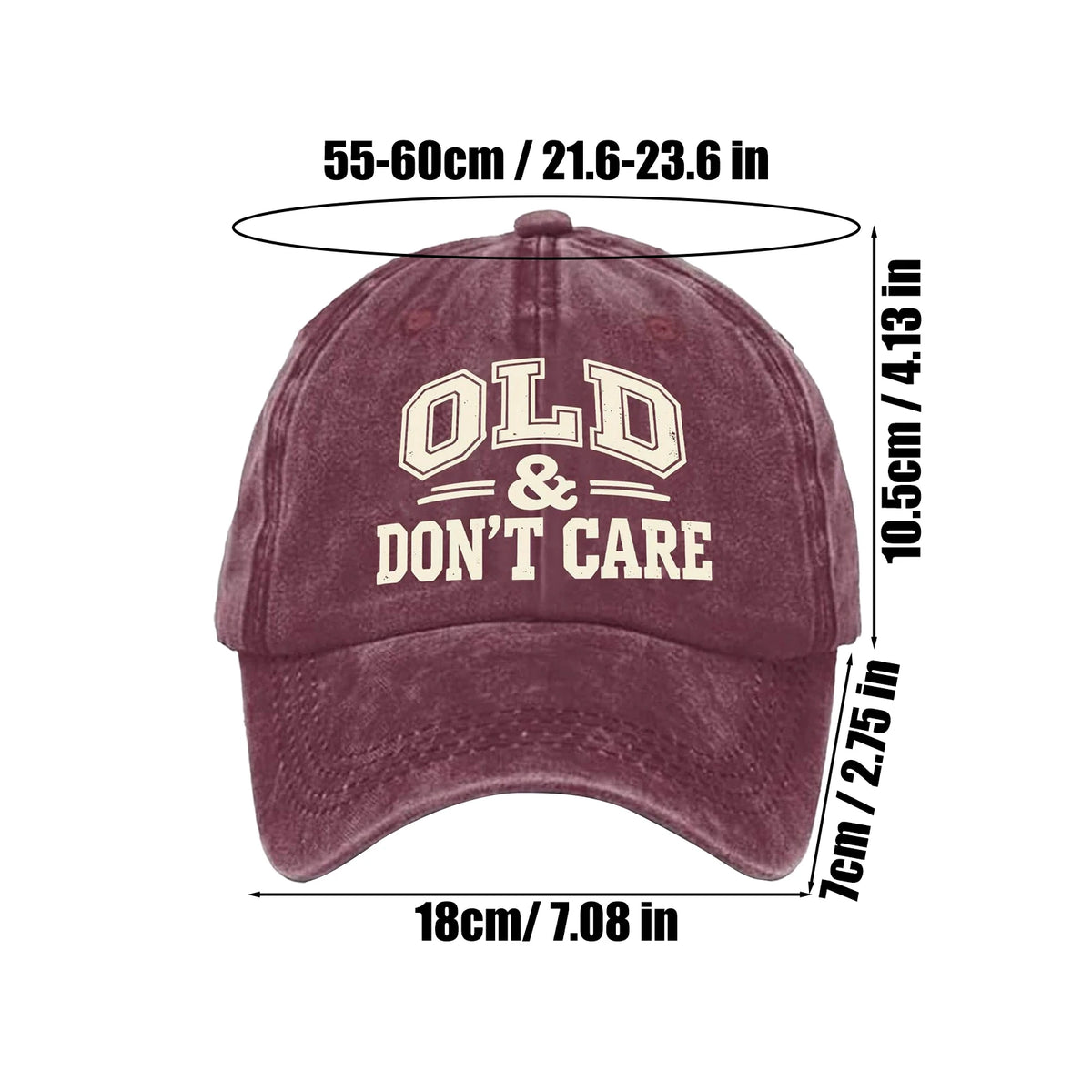 "OLD Don't Care" Embroidered Retro Washed Baseball Cap Baseball Cap PLUSH Red