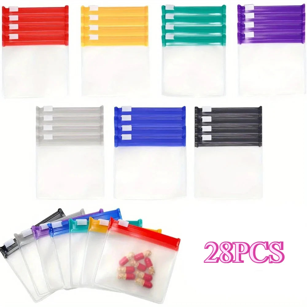 Reusable Zippered Pill Pouch Bags – Travel Medicine Organizer Pill Organizer Pouches PLUSH 28PCS