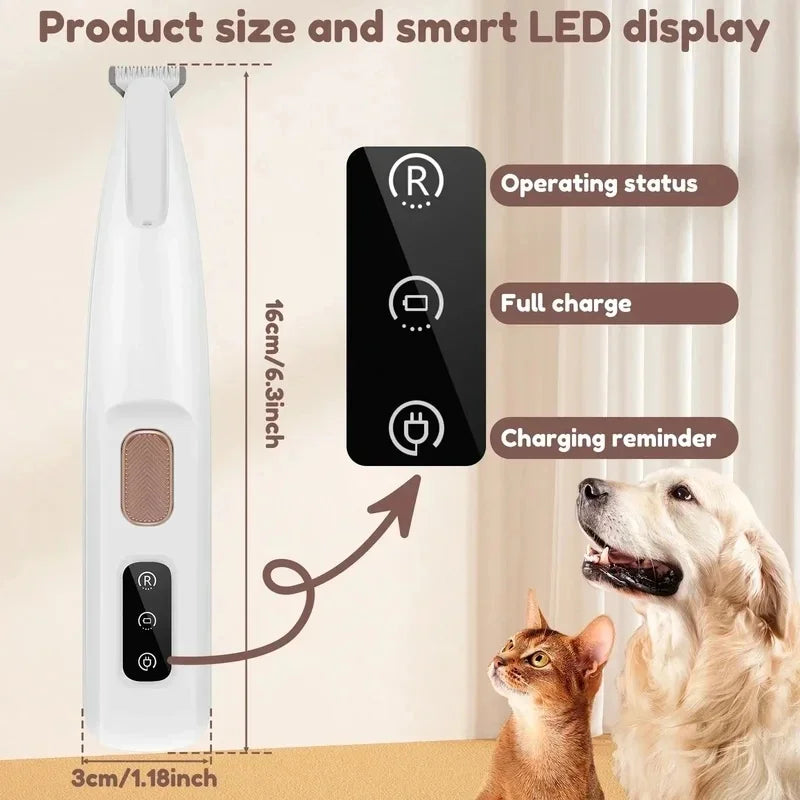 Dog Paw Trimmer LED Light Waterproof Cordless Pet Clipper Pet Hair Trimmer PLUSH