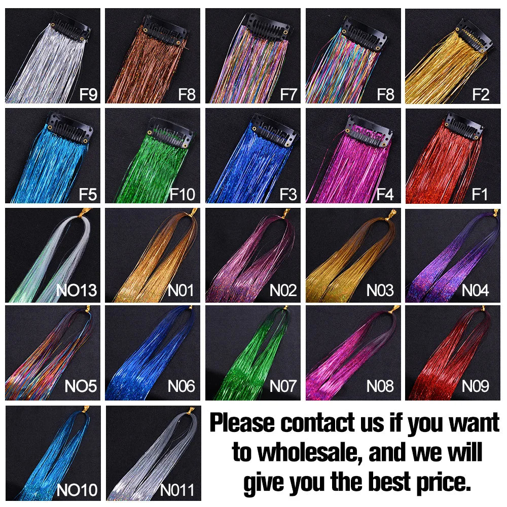Rainbow Hair Tinsel Glitter Strands – 120pcs, 93cm Hair Tinsel Extensions PLUSH