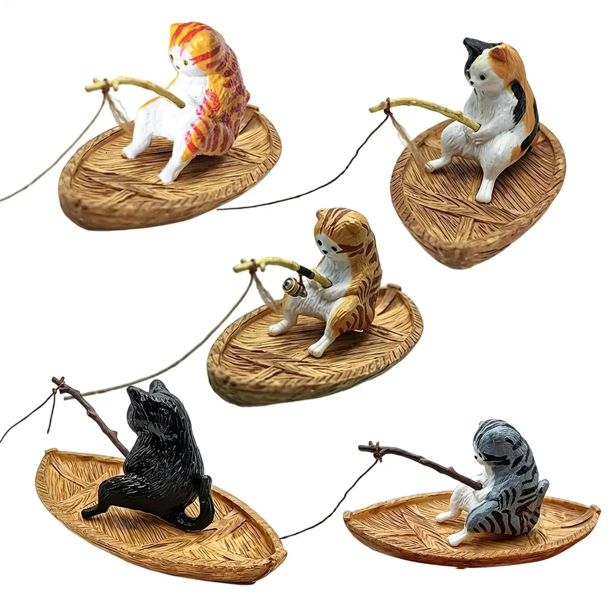 Resin Cat Fishing Boat Aquarium Ornament | Fish Tank Decor Aquarium Ornament PLUSH