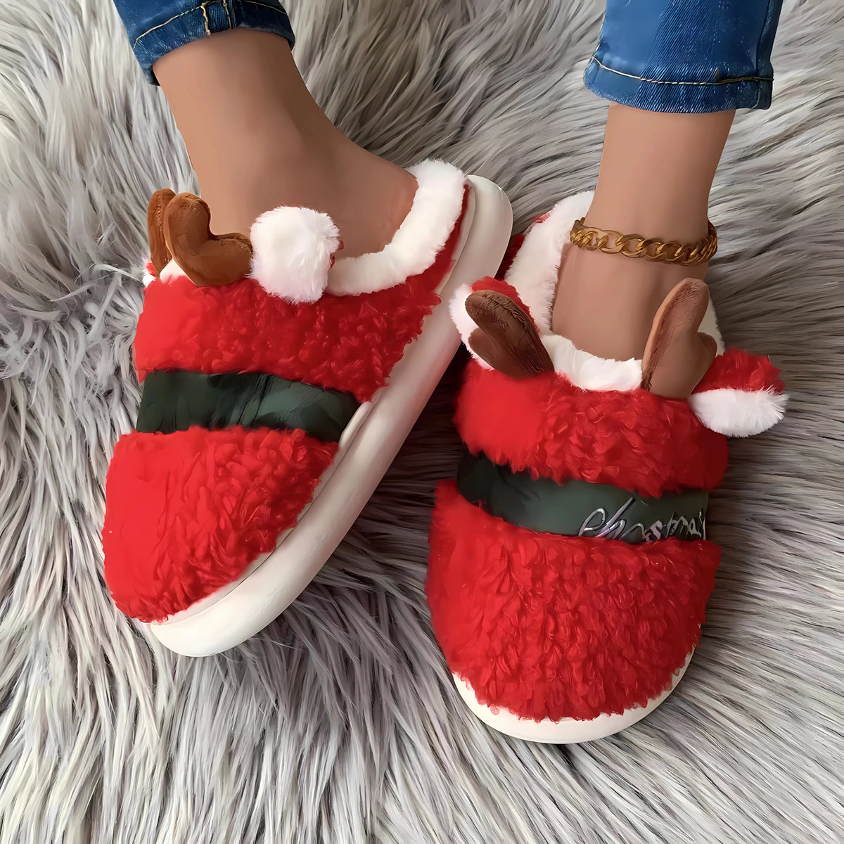 Plush Christmas Slippers – Cozy Anti-Slip Indoor Winter Shoes Winter Slippers PLUSH