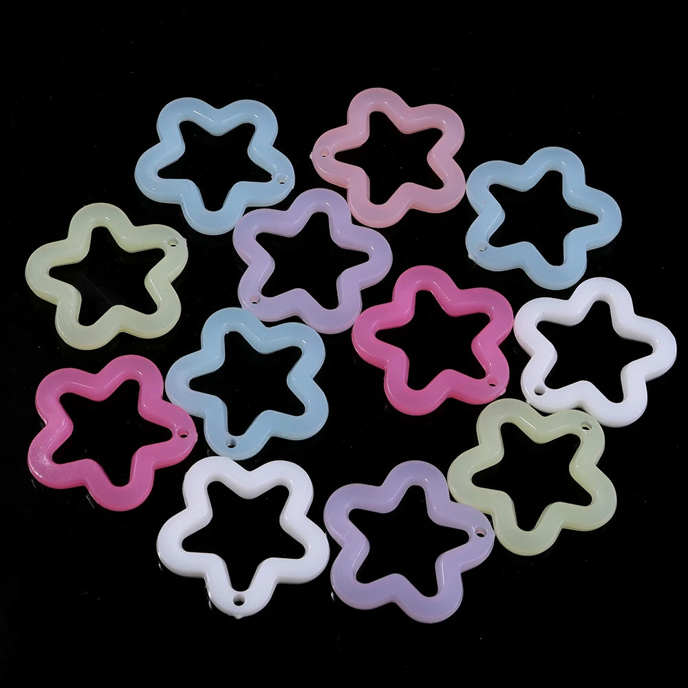 30-60pcs Star & Flower Acrylic Charm Beads for DIY Jewelry Acrylic Charm Beads PLUSH mixed 02 30pcs