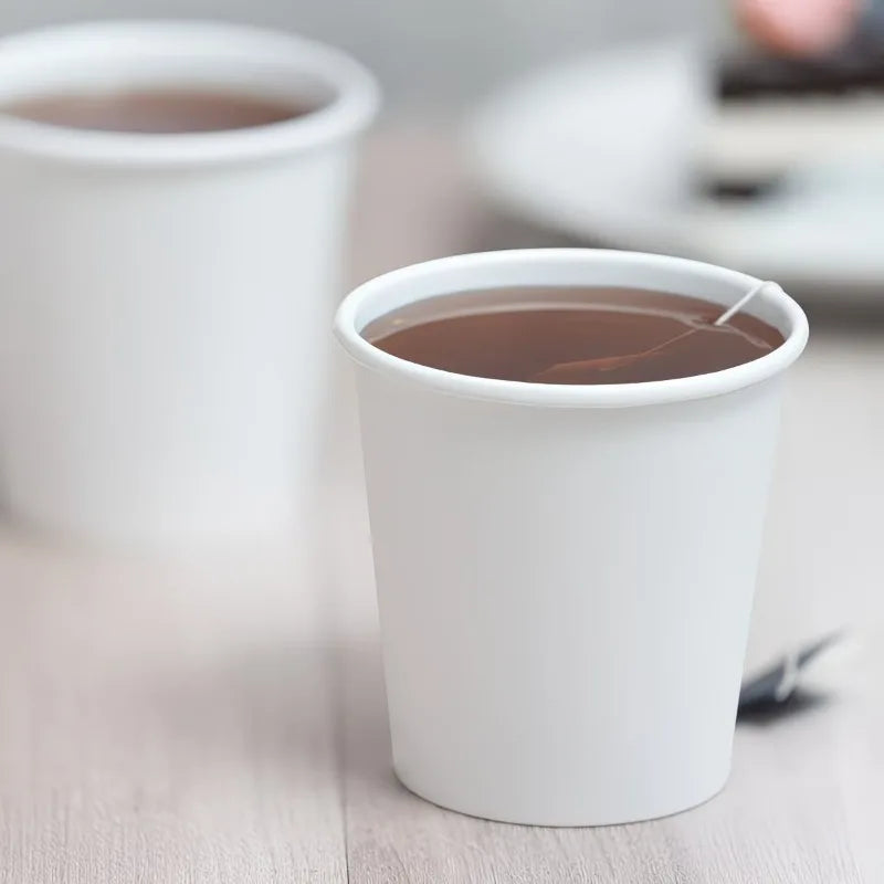 White Disposable Paper Cups 50/100pcs – Hot & Cold Drinks Disposable Paper Cups PLUSH