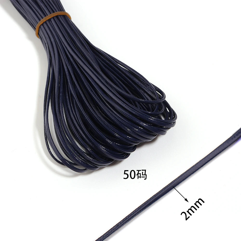 50 Yards 2mm Flat Faux Leather Cord – Multicolor DIY Crafts Leather Craft Cord PLUSH