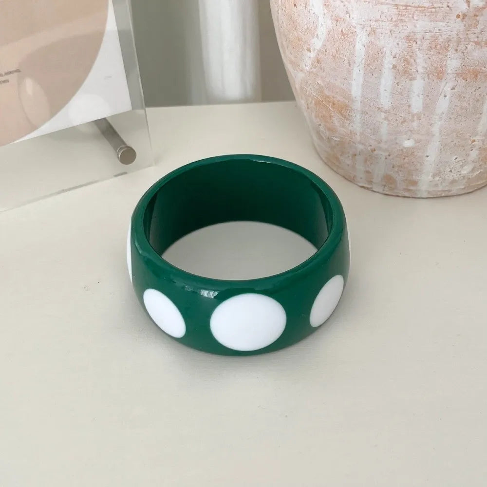 Vintage Resin Polka Dot Bangle – Punk Stackable Cuff Bracelet Cuff Bangle Bracelet PLUSH Style D