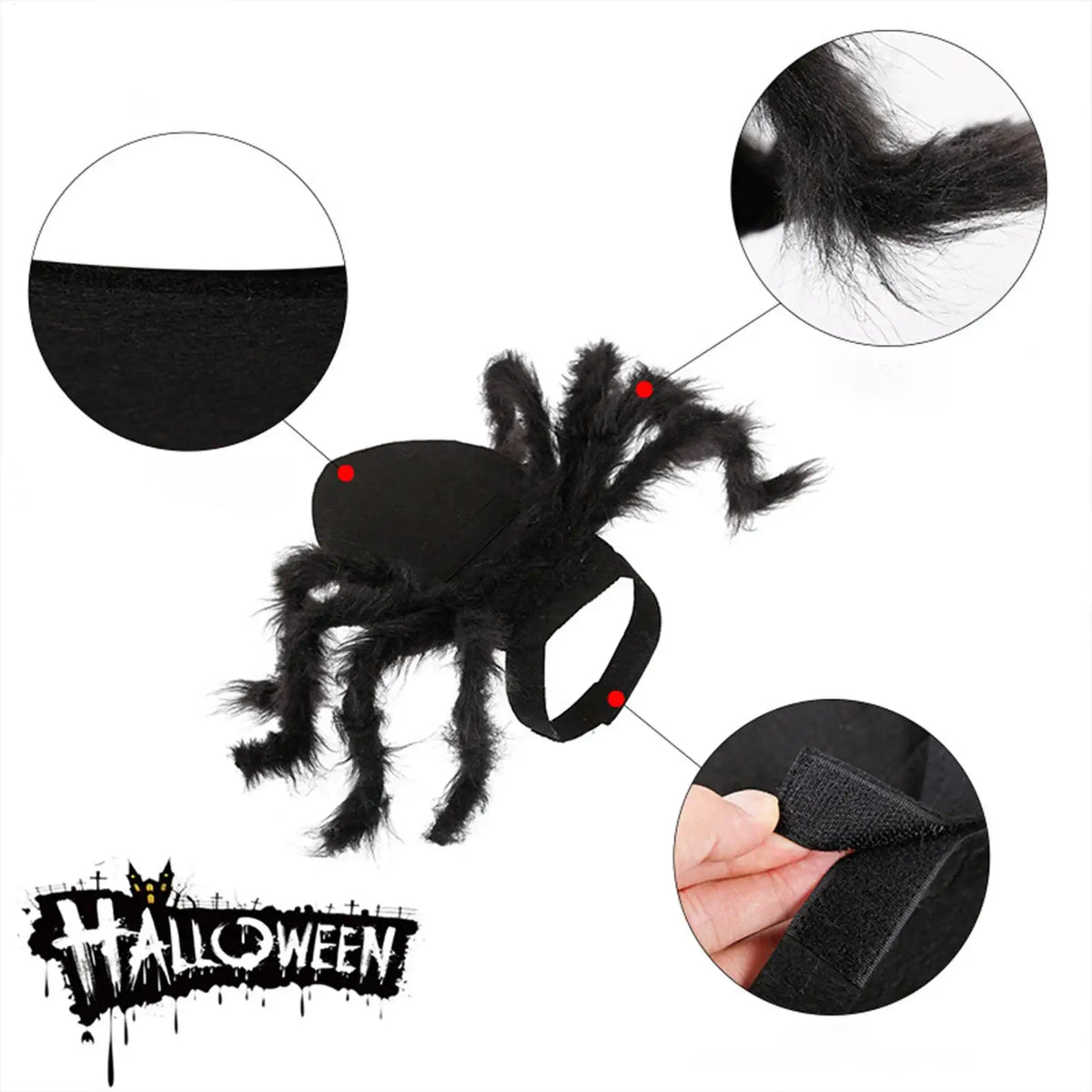 Halloween Spider Costume for Cats & Small Dogs | S & M Sizes Pet Halloween Costume PLUSH