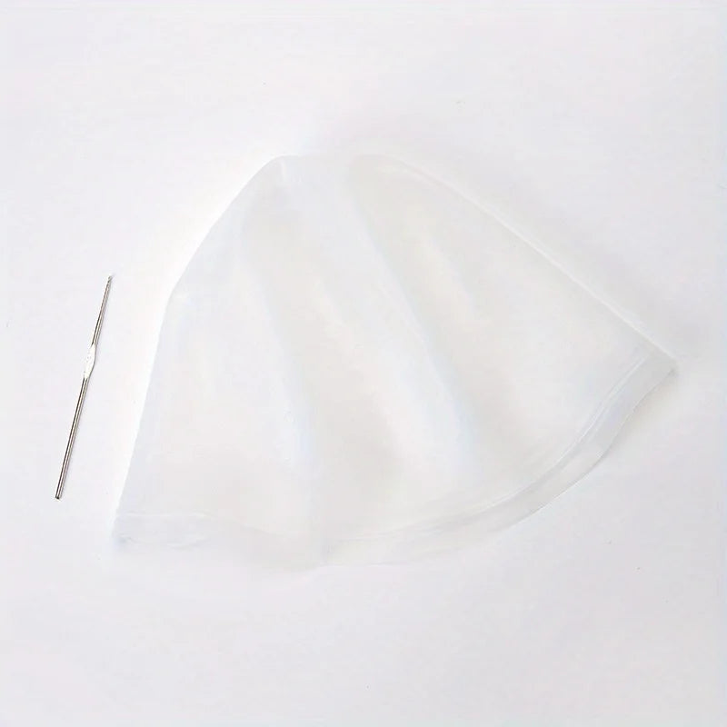 Silicone Hair Highlight Cap with Hook Needle – Frosting Hair Coloring Cap PLUSH White