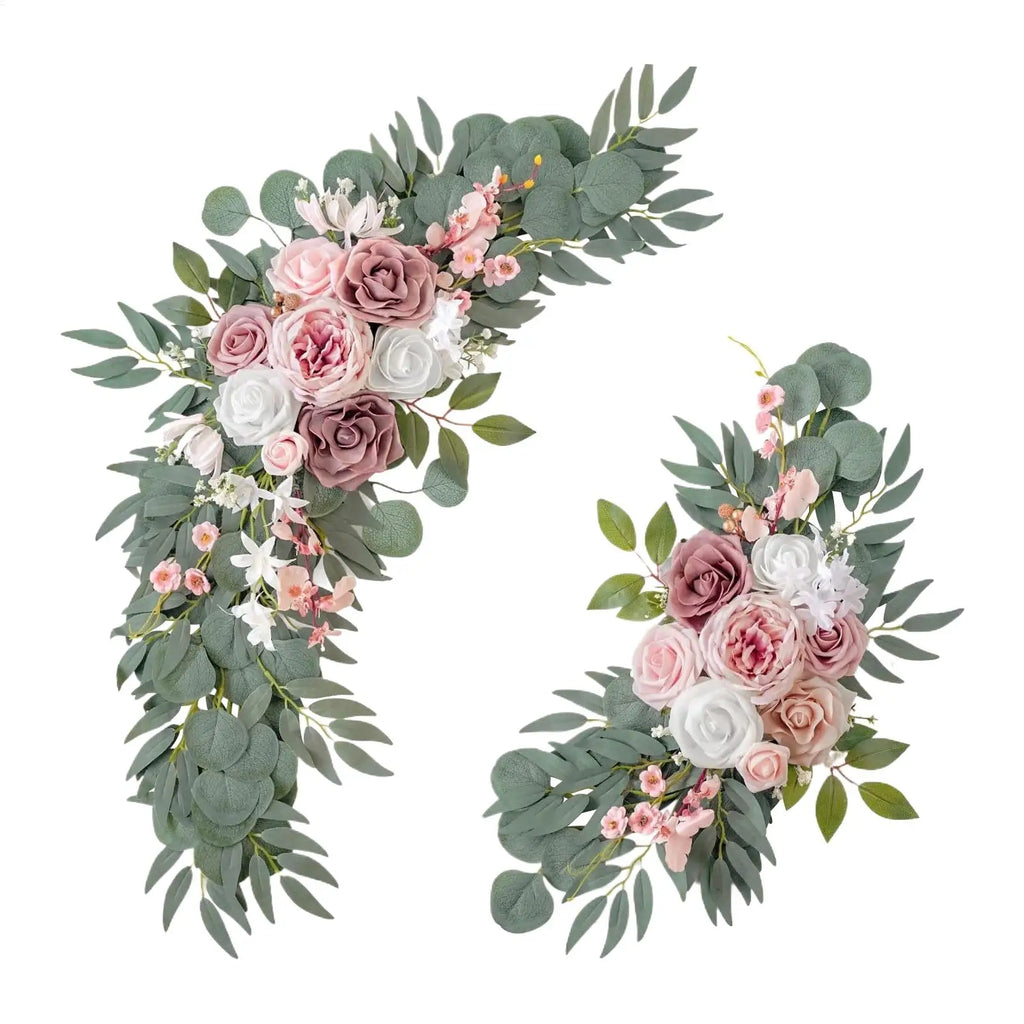Artificial Rose Wedding Arch Flowers Pink Silk Garland 2pcs Artificial Flower Garland PLUSH
