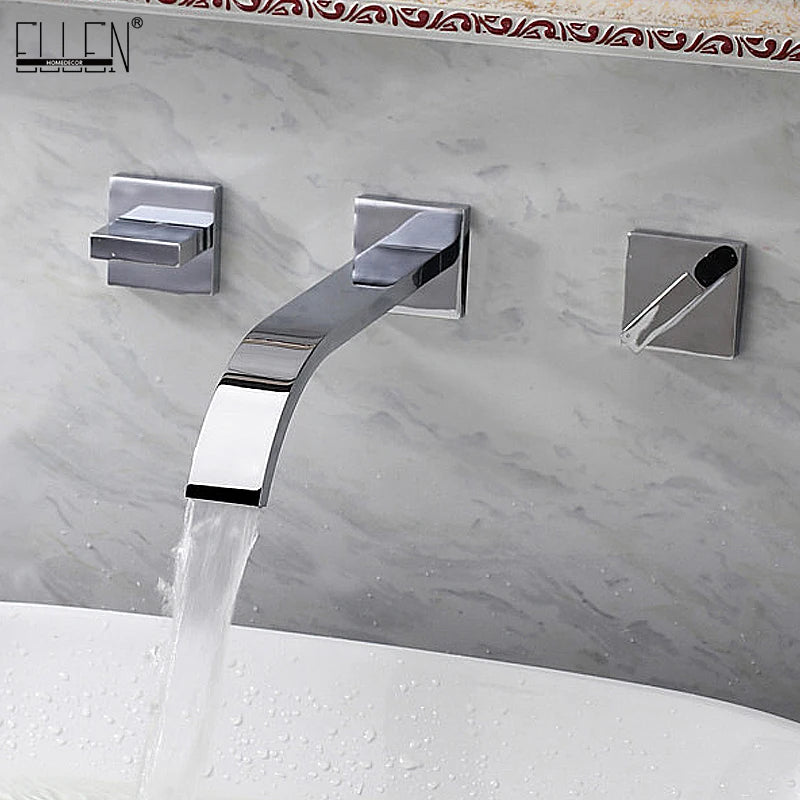 Wall Mounted Dual Handle Basin Faucet – Chrome Brass ELT01 Bathroom Basin Faucet PLUSH