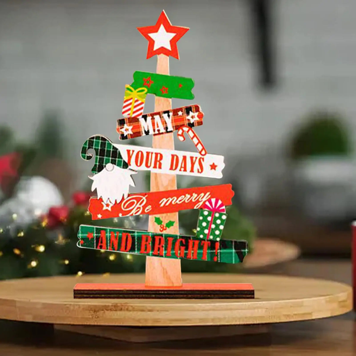 Wooden Mini Christmas Tree Desktop Ornament | Xmas Decor Christmas Ornament PLUSH