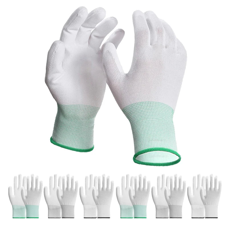 White Nylon Coated Work Gloves – Reusable 10/20PCS Work Gloves PLUSH