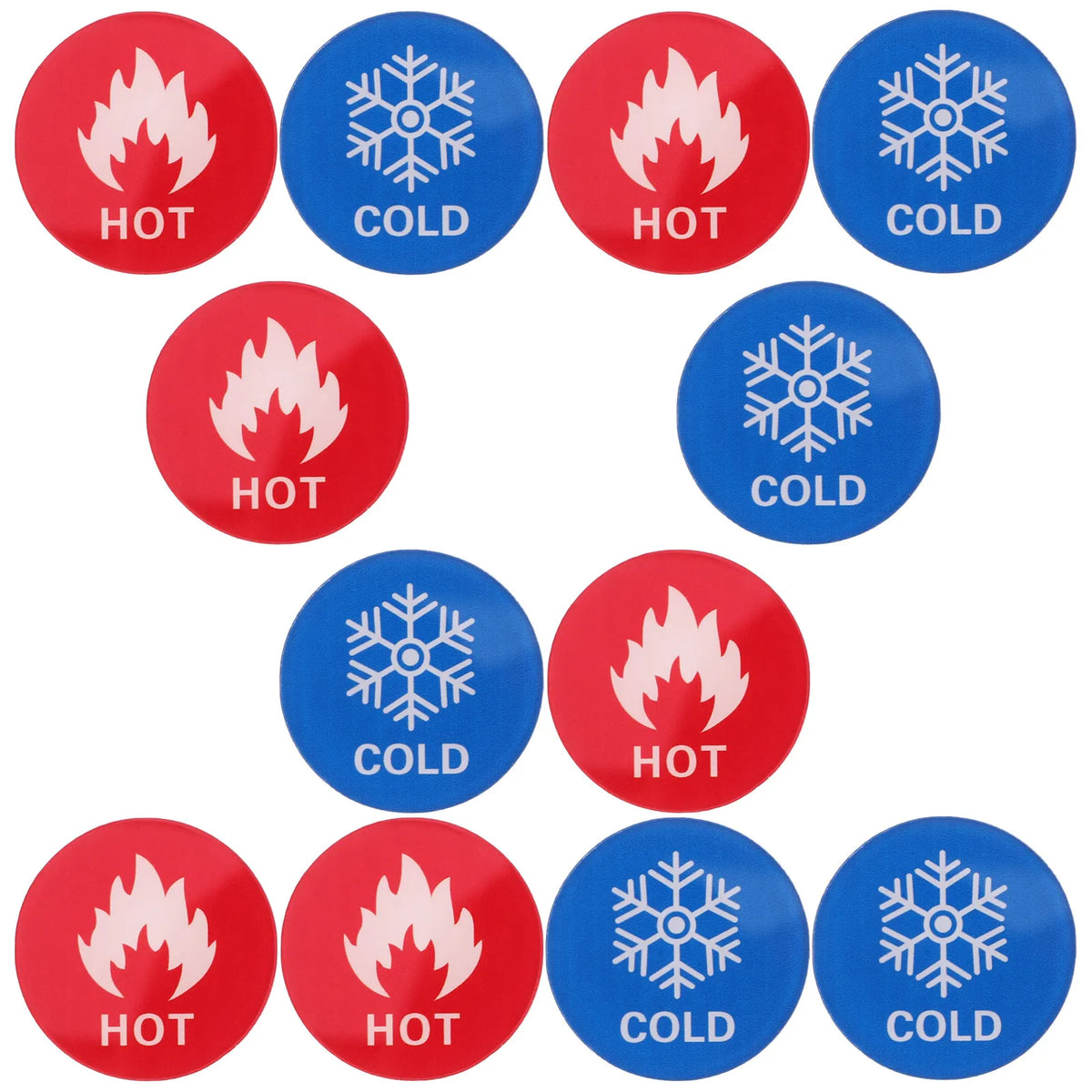 6 Pairs Hot & Cold Water Labels – Self-Adhesive Faucet Signs Faucet Temperature Labels PLUSH