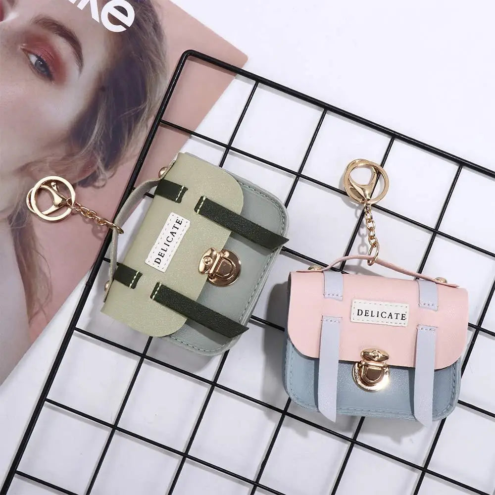 Kawaii Keychain Coin Purse – Mini PU Leather Card Storage Bag Keychain Coin Purse PLUSH