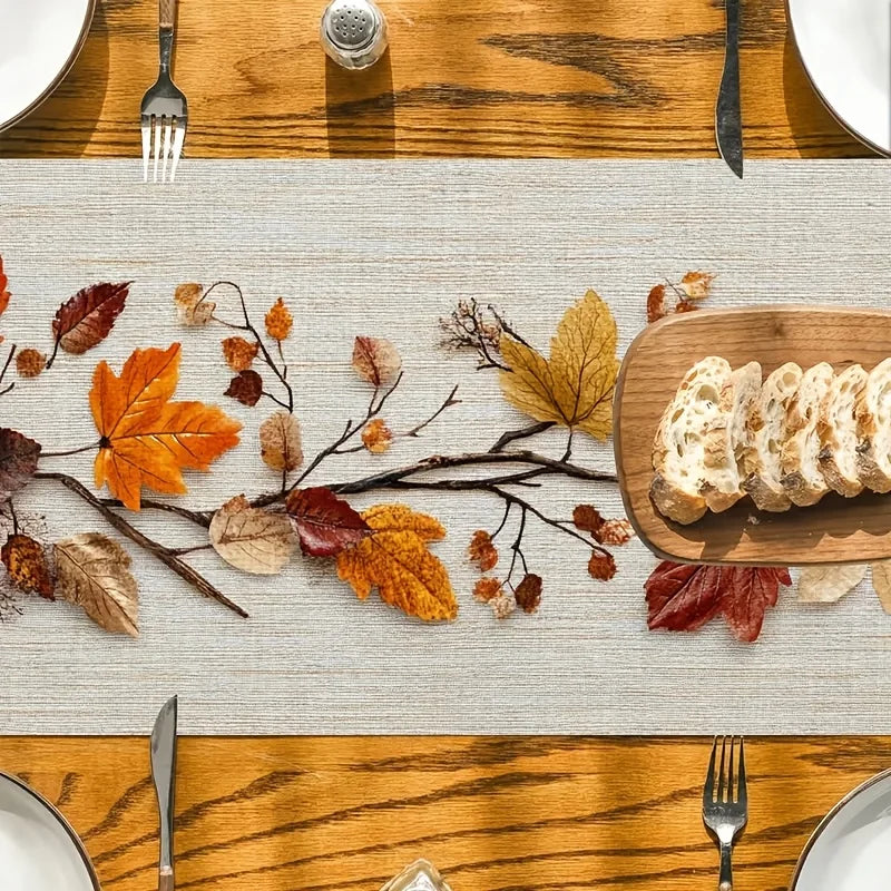 Autumn Leaf Table Runner – Dried Leaves & Vine Design | 3 Sizes Seasonal Table Runner PLUSH