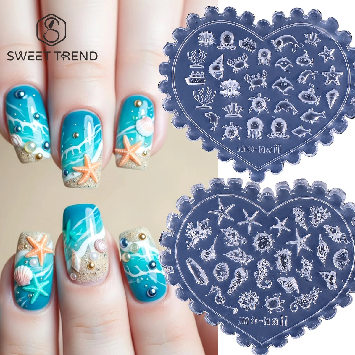 Ocean Silicone Nail Mold – 3D Starfish Shell Sea Life Art Nail Art Mold PLUSH