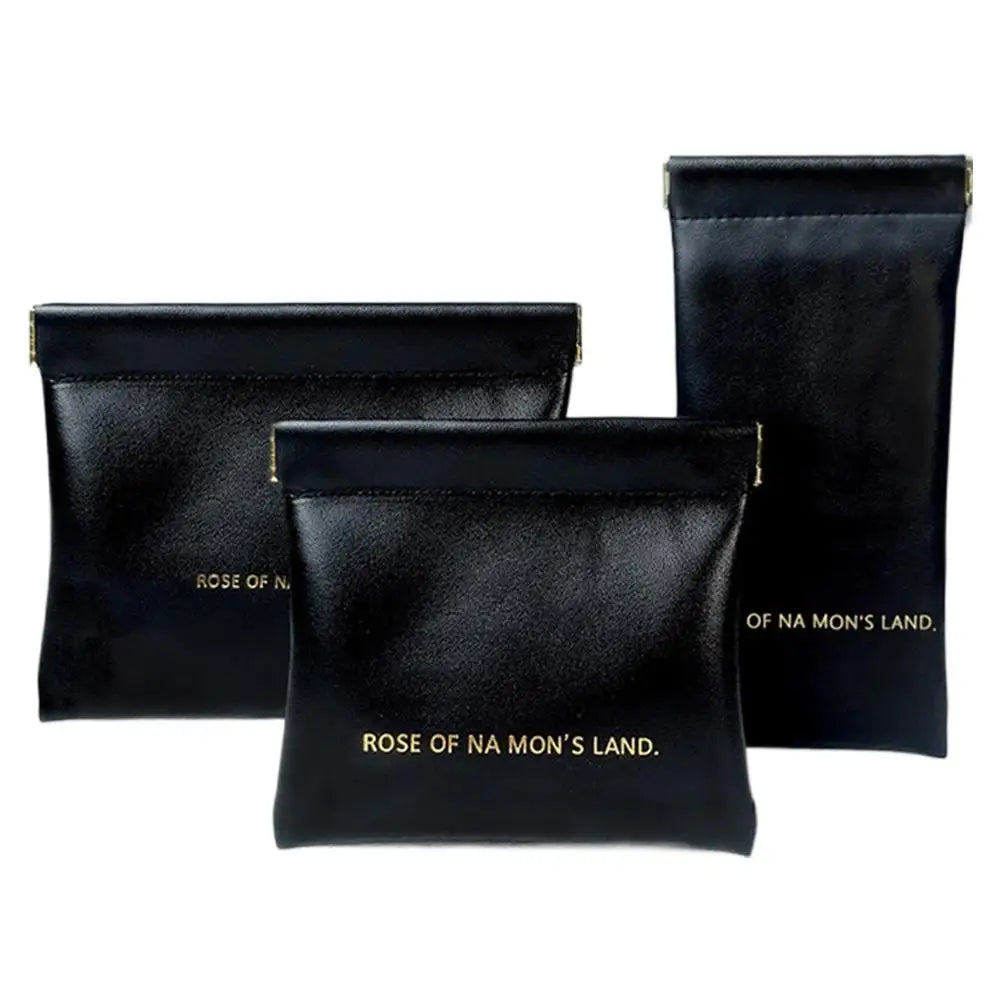 Women's PU Leather Travel Makeup Bag Set – 3-Piece Organizer Travel Makeup Bag PLUSH Black