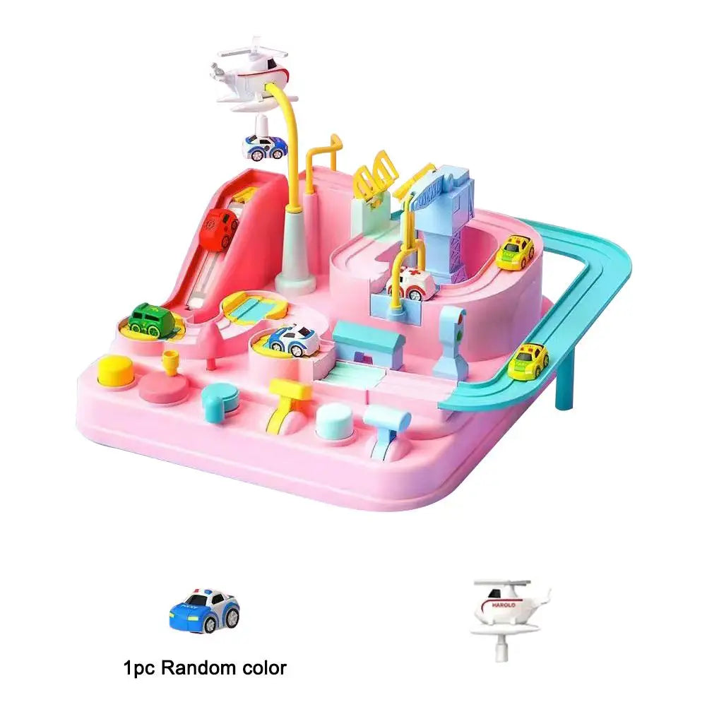 Kids Racing Rail Car Track Toy – Animal & Space Adventure Game Educational Track Toy PLUSH C