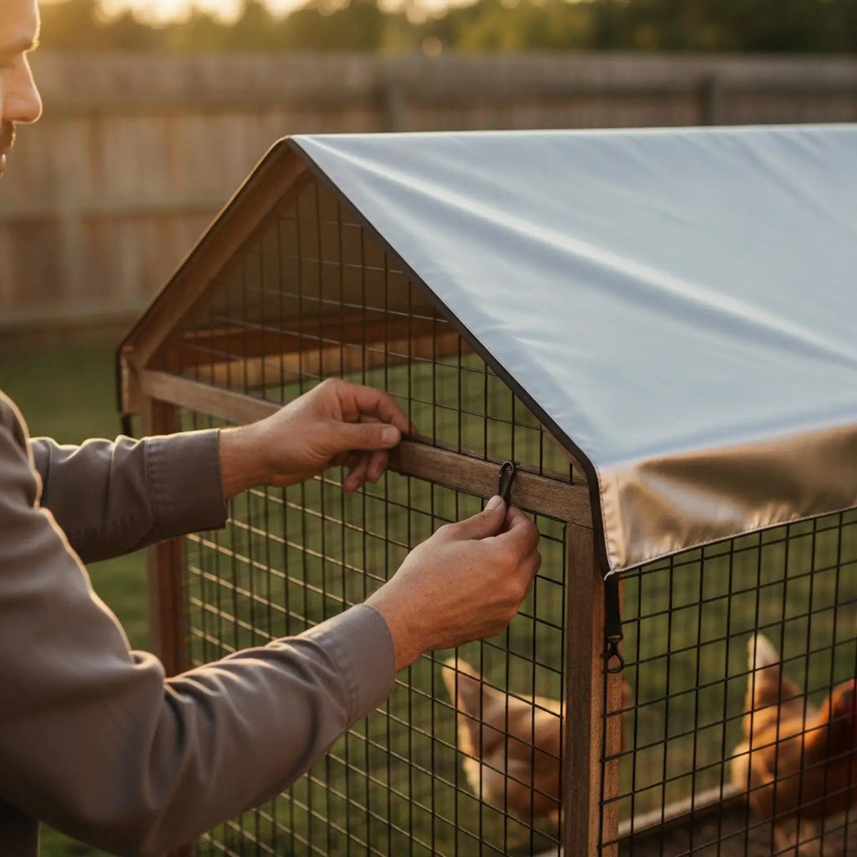 Waterproof Chicken Coop Cover 210D Oxford – Rain & Sun Shield Poultry Coop Cover PLUSH