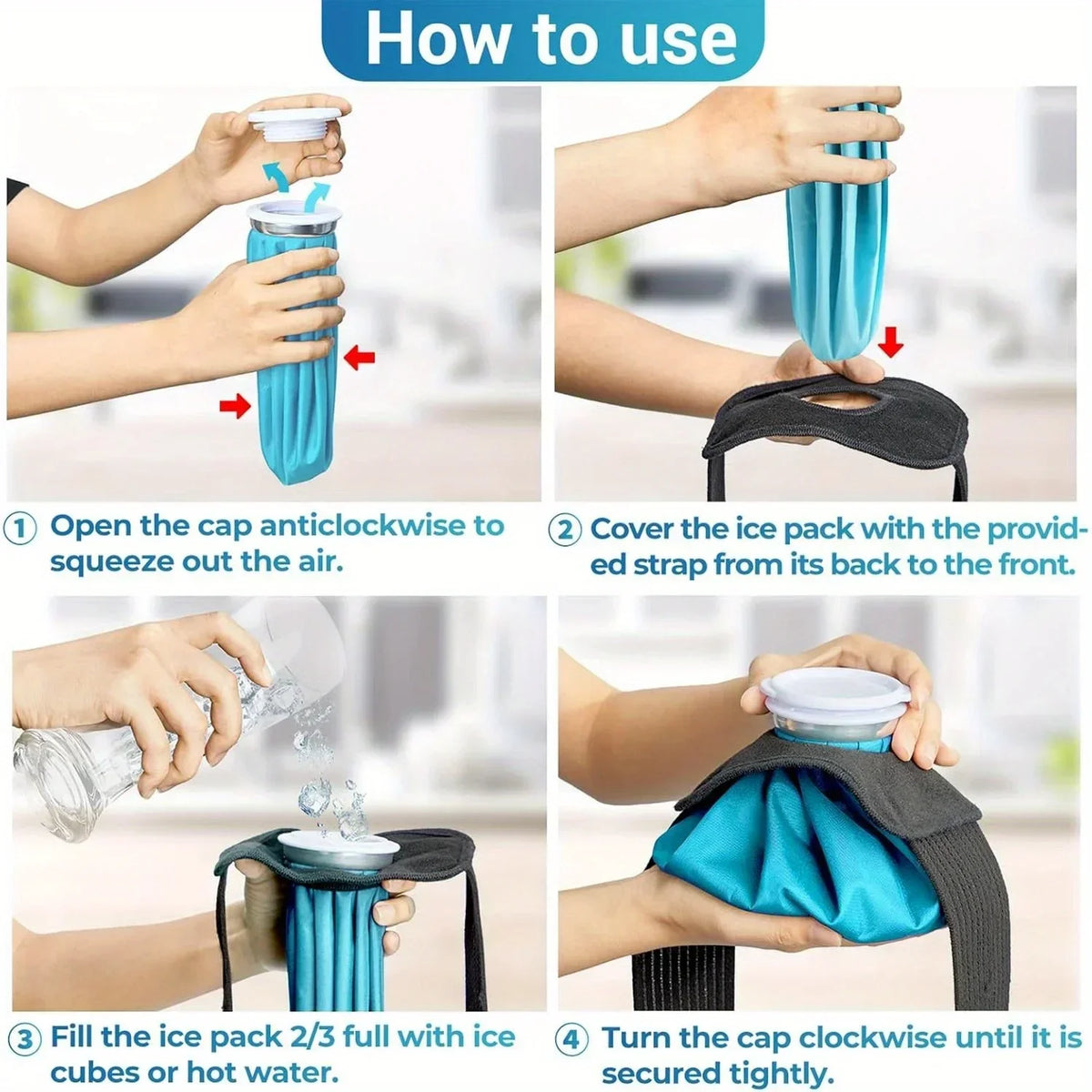 Hot & Cold Reusable Ice Pack Set – 3 Bags + Elastic Wrap Hot Cold Ice Pack PLUSH