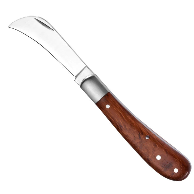 Stainless Steel Folding Grafting Knife Wooden Handle – KOQZM Folding Pocket Knife PLUSH style 2