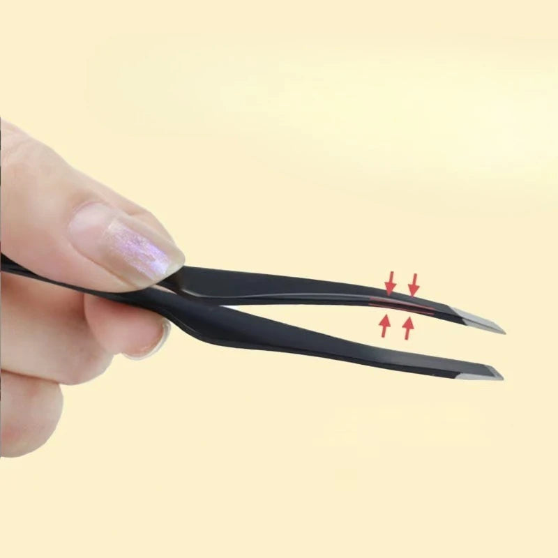 Stainless Steel Slant Tip Tweezers – Eyebrow & Lash Tool Makeup Tweezers PLUSH