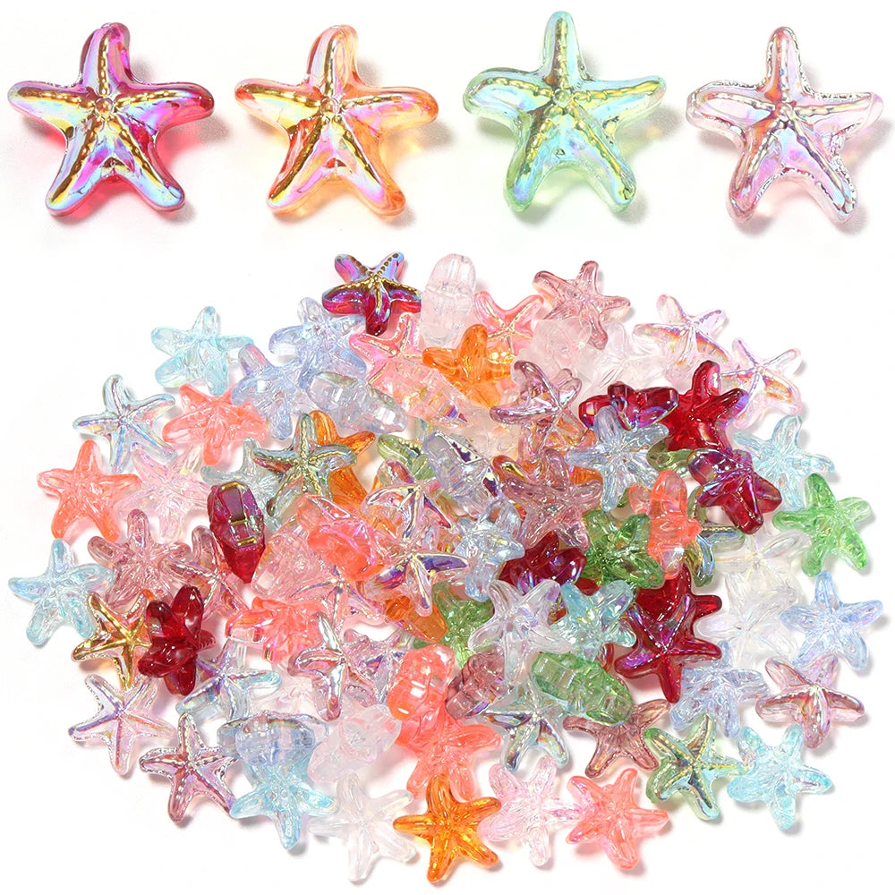 20pcs AB Starfish Glass Spacer Beads – DIY Jewelry Making Glass Spacer Beads PLUSH