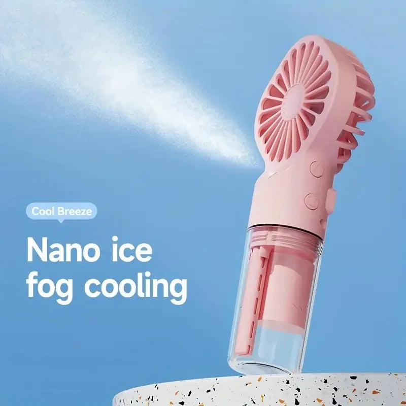 Portable Rechargeable Handheld Misting Fan – USB Travel Fan Handheld Misting Fan PLUSH
