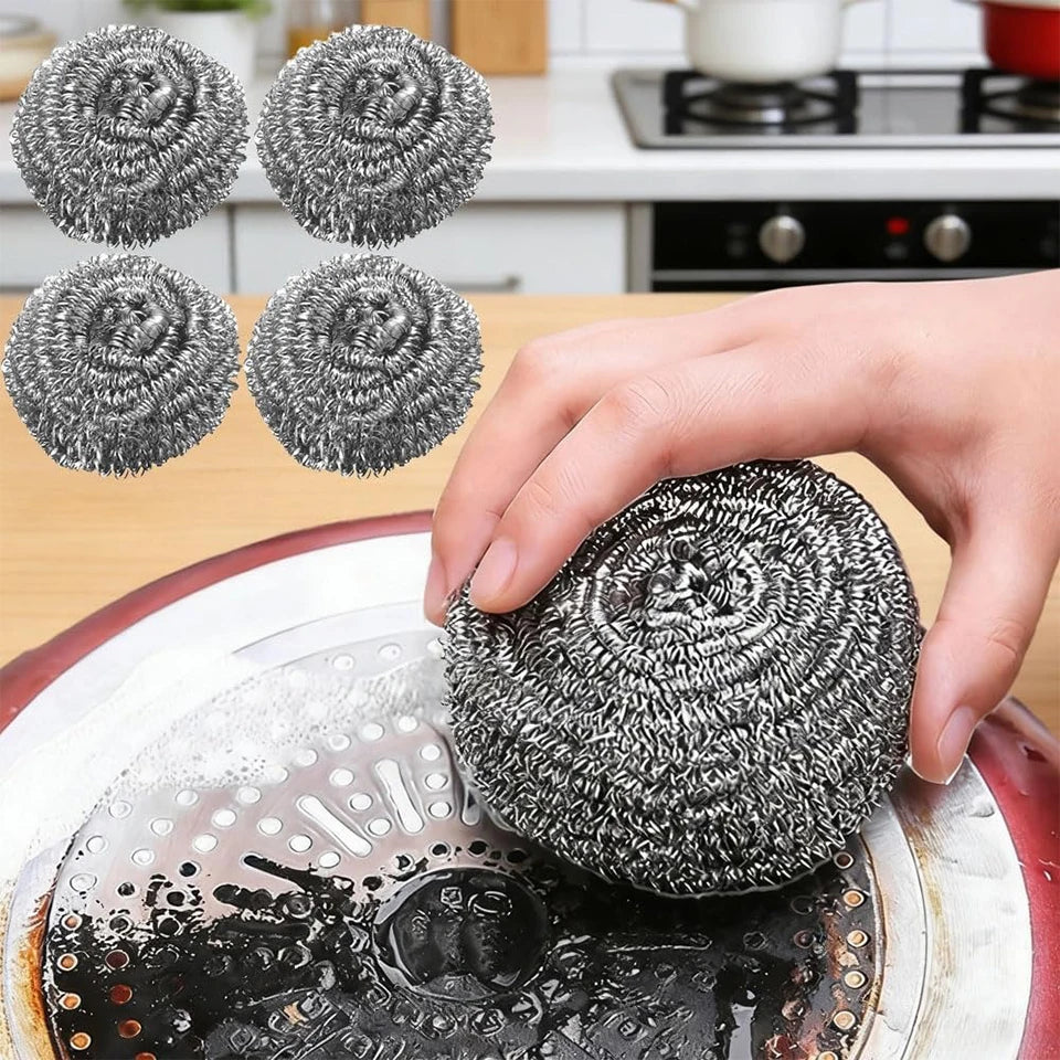 Stainless Steel Wire Scrubbing Balls 6/12pcs | Kitchen Cleaner Wire Scrubbing Balls PLUSH