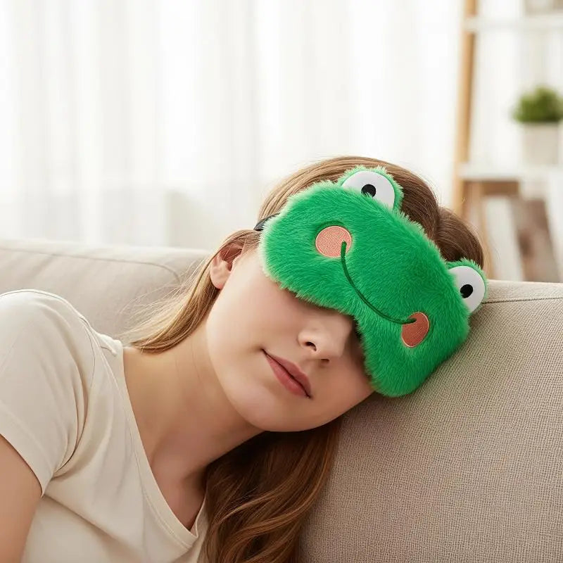 Cute Cartoon Plush Sleep Eye Mask – Light Blocking Nap Mask Plush Sleep Mask PLUSH