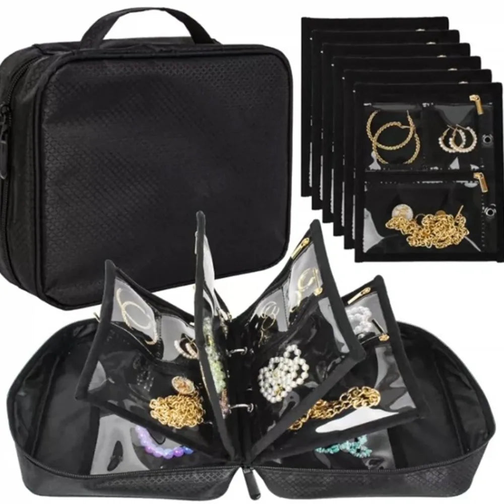 PVC Jewelry Organizer Bag – Multi-Layer Necklace & Earring Case Jewelry Organizer Bag PLUSH Black