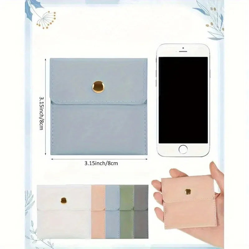 20pcs PU Leather Snap Jewelry Pouches – Assorted Colors Jewelry Storage Pouches PLUSH