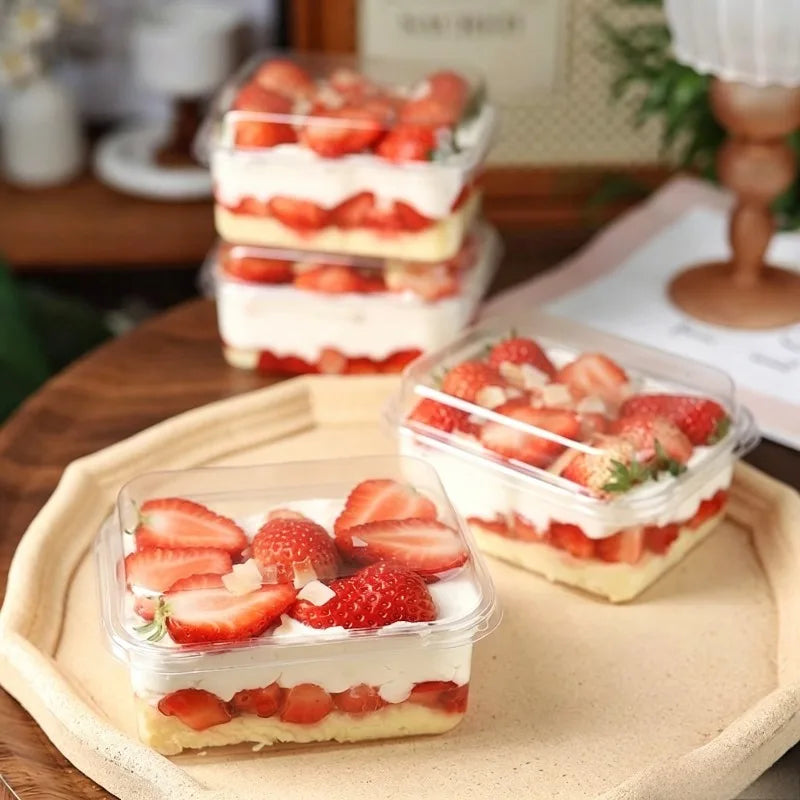 Transparent Cake Boxes with Lid | Rectangle Plastic Dessert Packaging Cake Packaging Box PLUSH