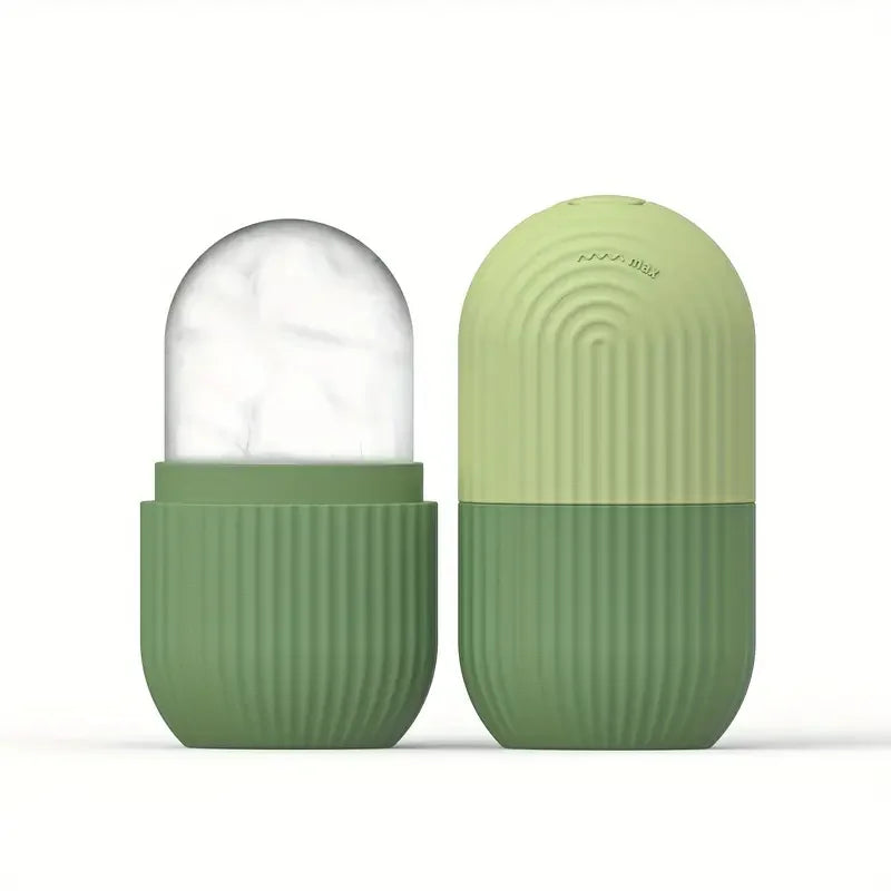 Silicone Ice Ball Face Massager – Contouring Eye Roller Tool Facial Massage Tool PLUSH Green