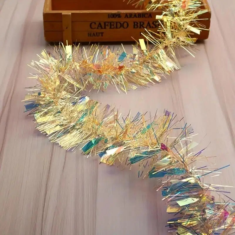 Iridescent Light Green Tinsel Garland – Holographic Holiday Decor Holiday Tinsel Garland PLUSH Yellow