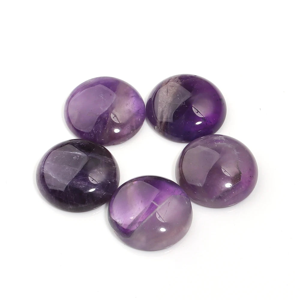 Natural Amethyst Round Cabochons – DIY Jewelry Making 5-10pcs Stone Cabochons PLUSH 20mm x 5pcs