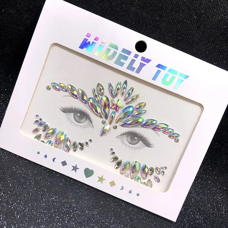 Crystal Face Gems Rhinestone Temporary Tattoo Stickers