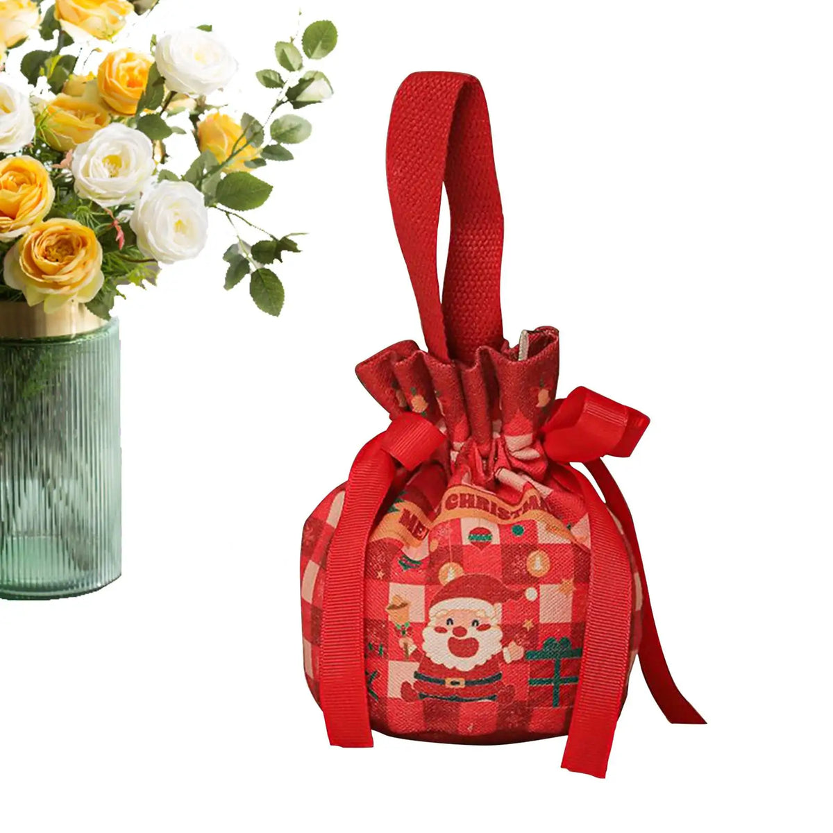 Christmas Drawstring Candy Bags | Cotton Holiday Gift Pouches Holiday Gift Bags PLUSH