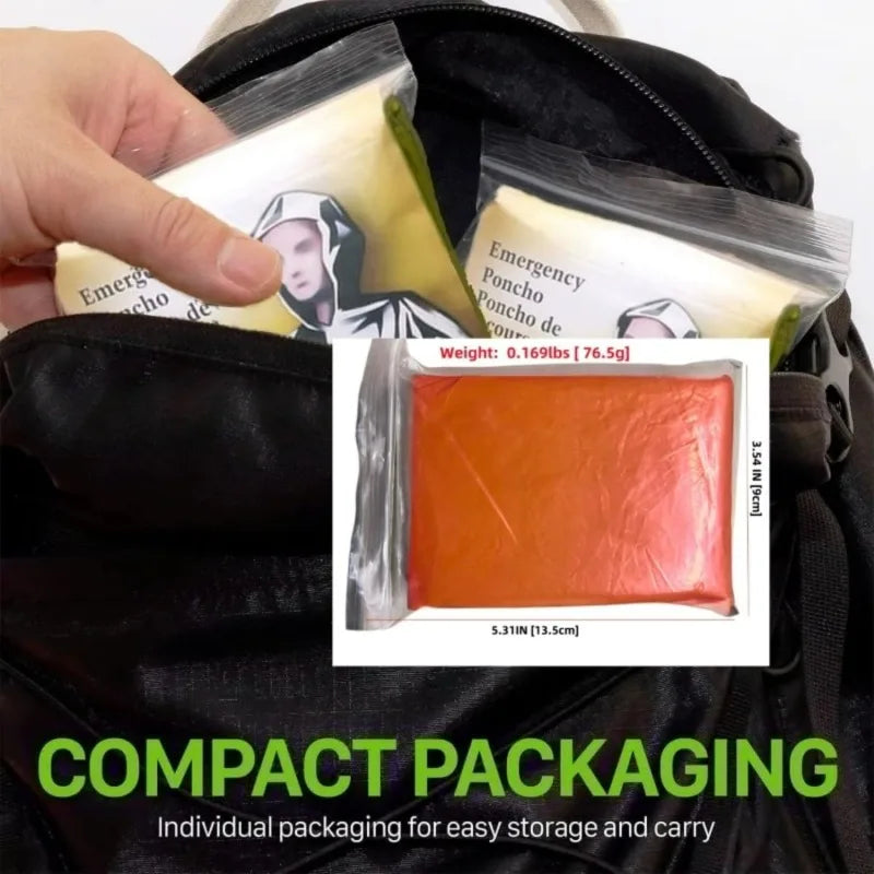 Survival Foil Emergency Blanket & Waterproof Rain Poncho Survival Outdoor Gear PLUSH