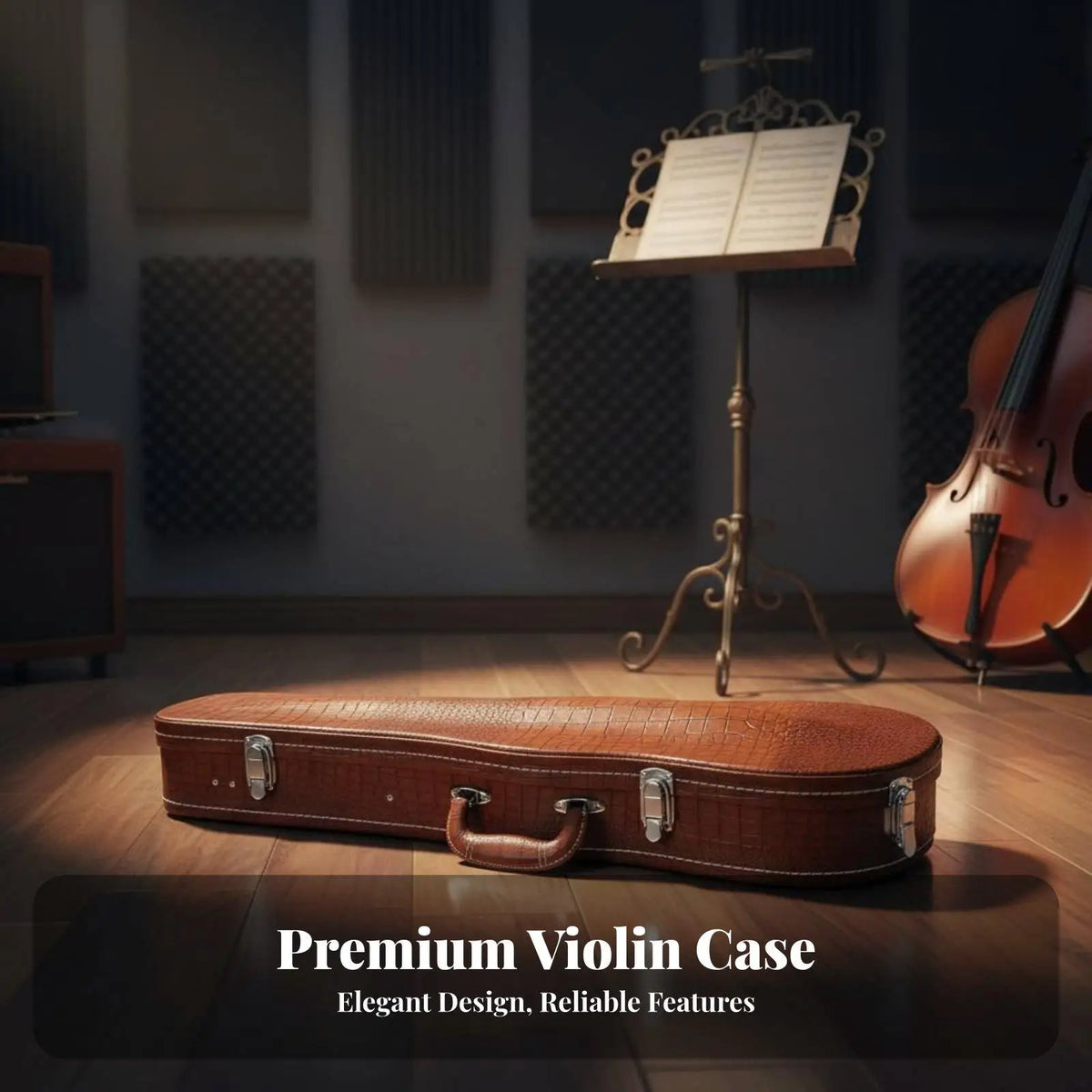 Professional 4/4 Violin Hard Case with Neck Rest & Metal Clasps Violin Hard Case PLUSH