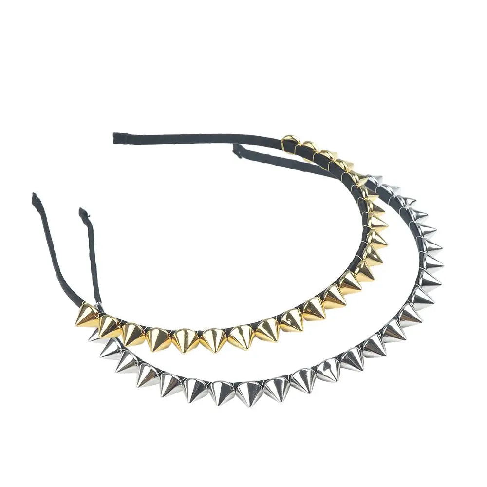 Punk Rock Bow Rivet Headband – Studded Metal Hair Band Rivet Hair Headband PLUSH