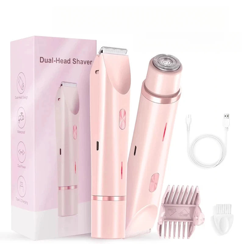 Women's Dual-Head Electric Shaver & Body Hair Trimmer Electric Body Shaver PLUSH Pink