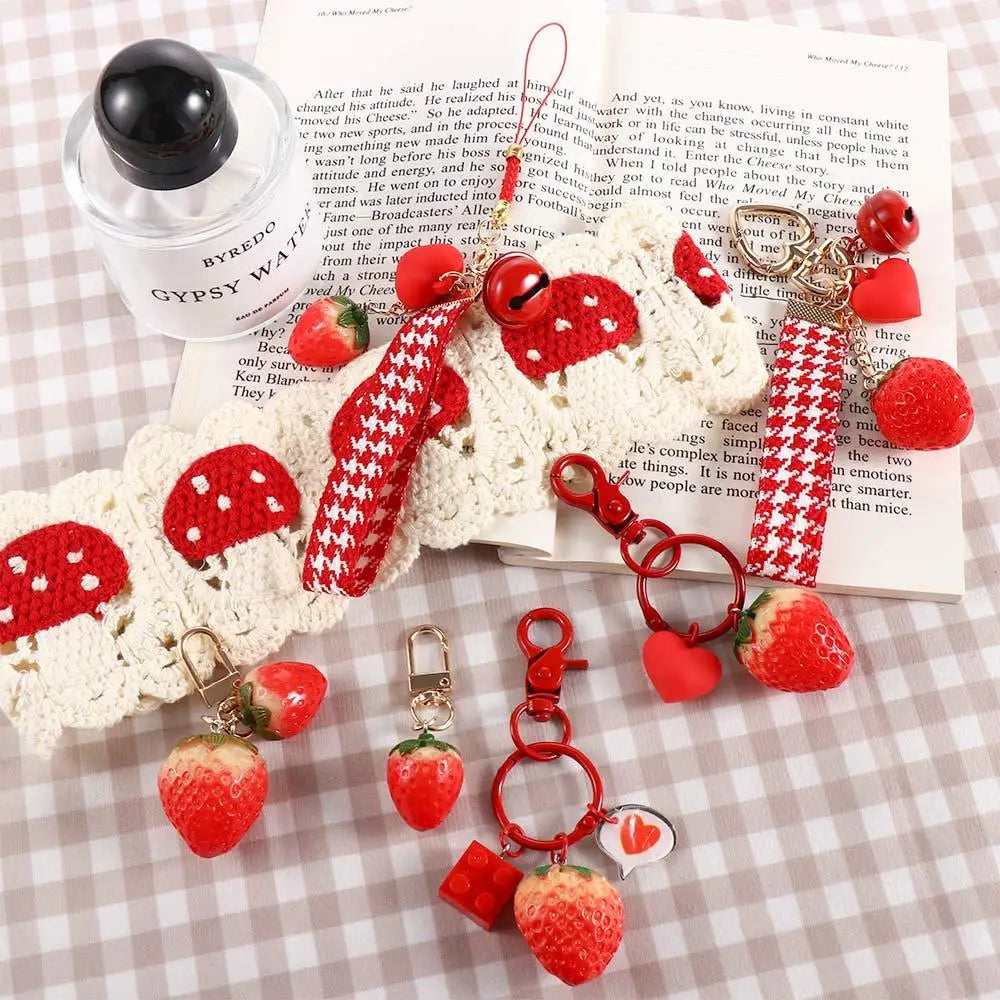 Strawberry Heart Keychain – Cute Red Fruit Key Charm & Bag Pendant Fashion Keychain PLUSH